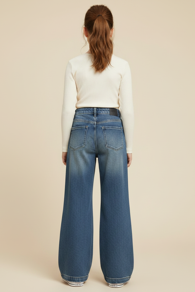 Pantalon Patte D'Éléphant Bleu Denim Large Coton Doux - Jean - vue 2