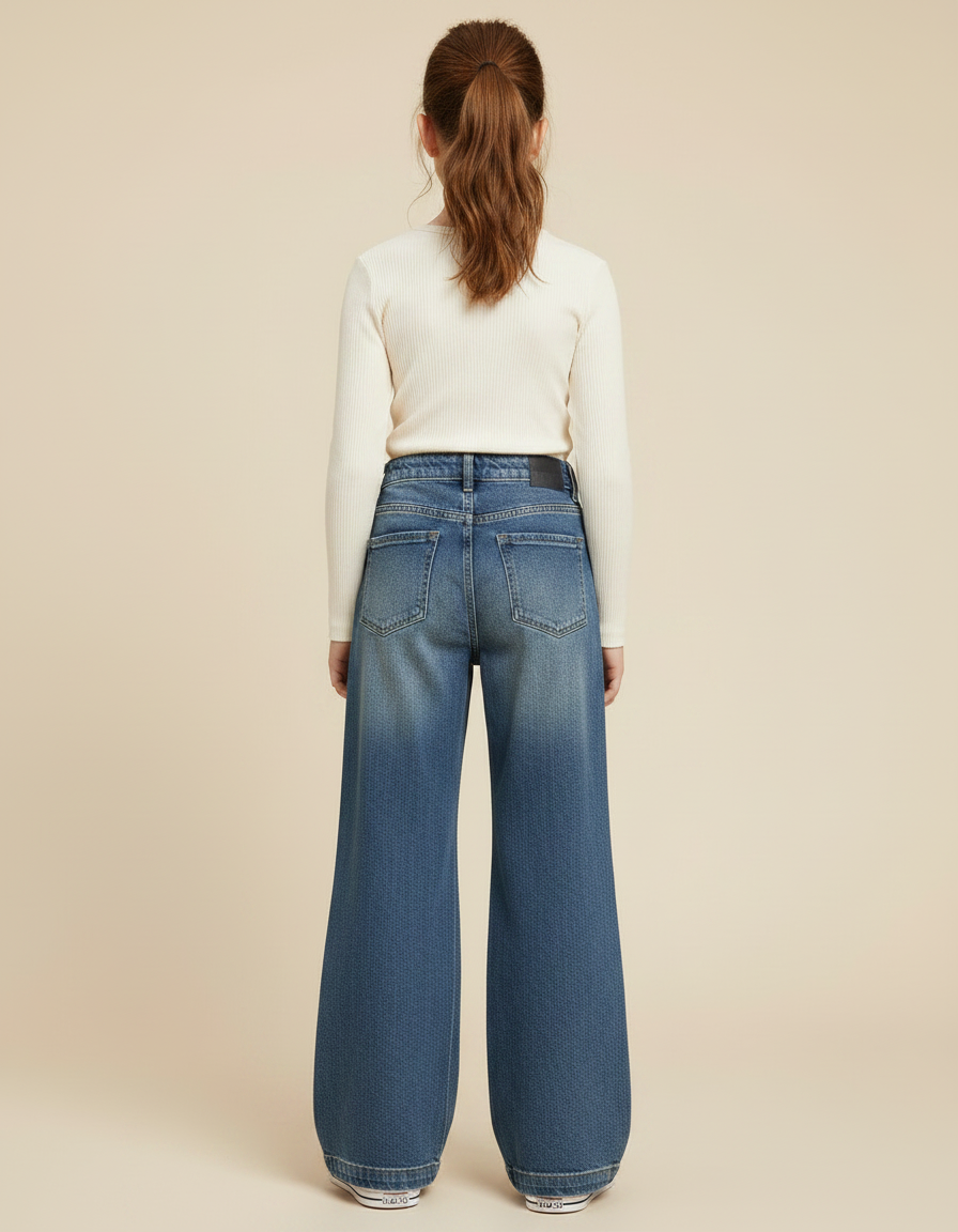 Pantalon Patte D'Éléphant Bleu Denim Large Coton Doux - Jean - vue 2