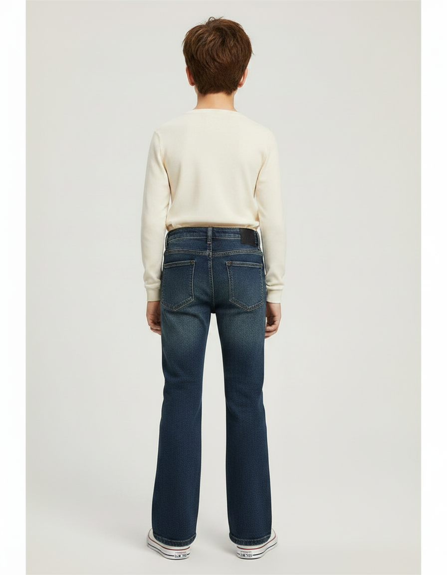 Pantalon Patte D'Éléphant Jean Bleu Délavé Confortable Enfant - vue 2