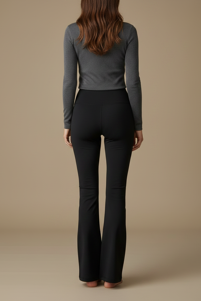 Pantalon Patte D'Éléphant Noir Taille Haute Confortable Stretch - Polyester - vue 2