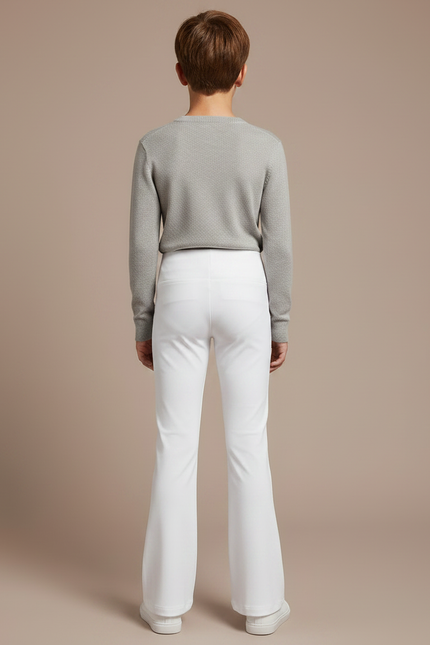 Pantalon Patte D'Éléphant Blanc Uni Évasé Confortable Enfant - Maille - vue 2