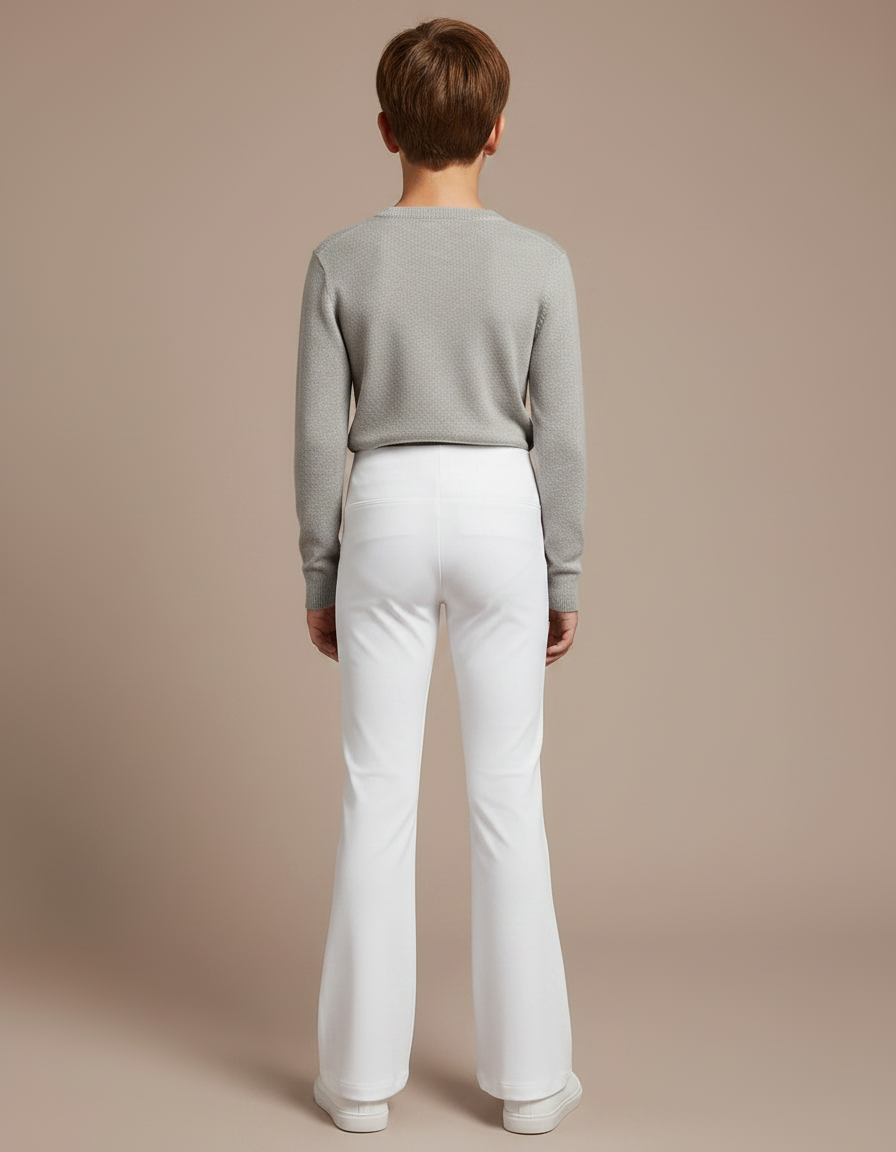Pantalon Patte D'Éléphant Blanc Uni Évasé Confortable Enfant - Maille - vue 2