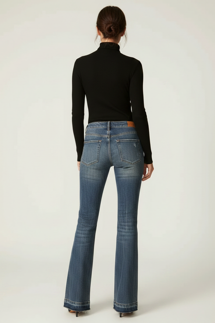 Pantalon Patte D'Éléphant Jean Bleu Délavé Vintage Évasé - vue 2