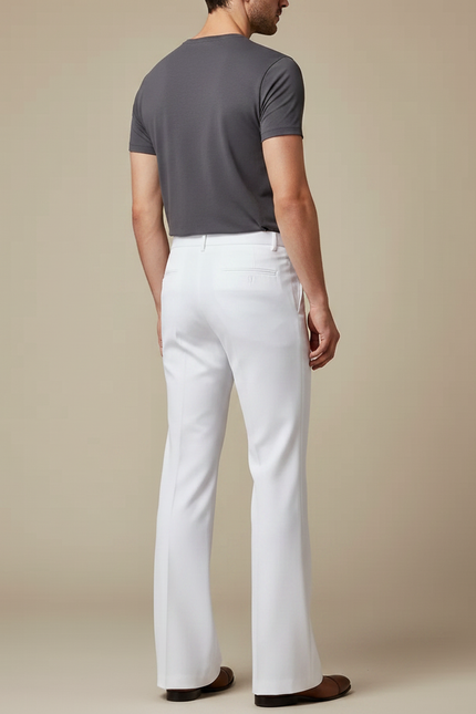 Pantalon Patte D'Éléphant Blanc Élégant Homme Ajusté Formel - Polyester - vue 2