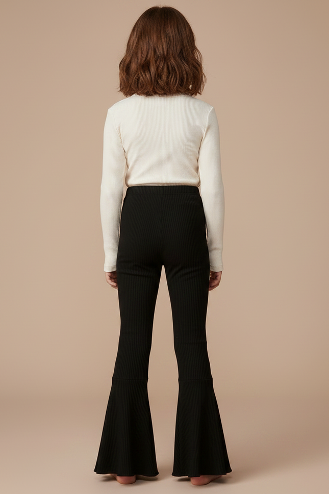 Pantalon Patte D'Éléphant Noir Côtelé Évasé Confortable Élégant - Maille - vue 2