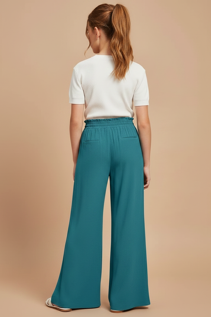 Pantalon Patte D'Éléphant Vert Émeraude Fluide Taille Haute - Viscose - vue 2