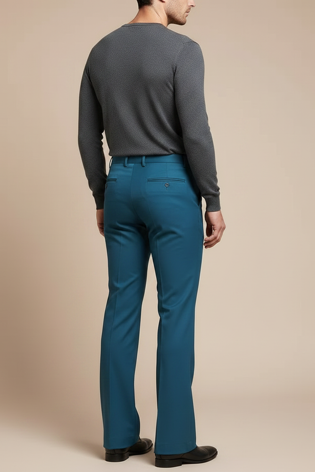 Pantalon Patte D'Éléphant Homme Bleu Canard Formel Élégant - Gabardine - vue 2