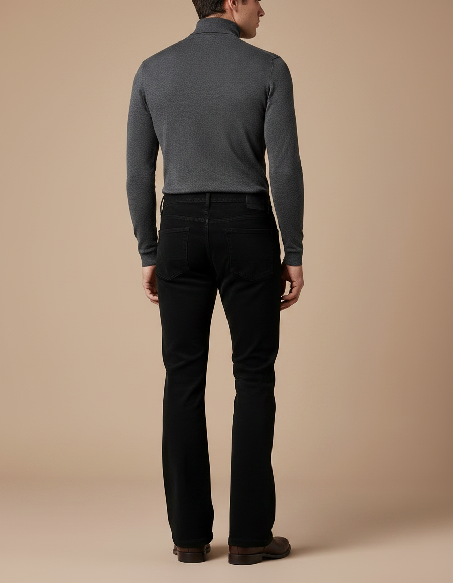Pantalon Patte D'Éléphant Noir Évasé Velours Côtelé Homme - Cordé - vue 2