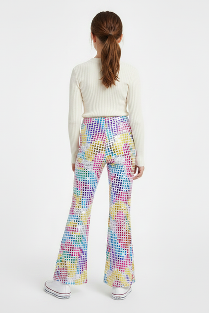 Pantalon Patte D'Éléphant Paillettes Multicolores Évasé Fille Scintillant - Polyester - vue 2
