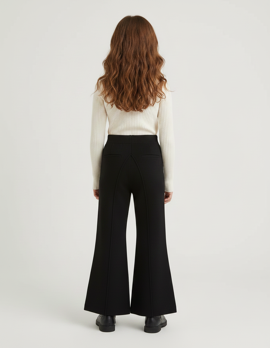 Pantalon Patte D'Éléphant Noir Évasé Confortable Enfant - Maille - vue 2
