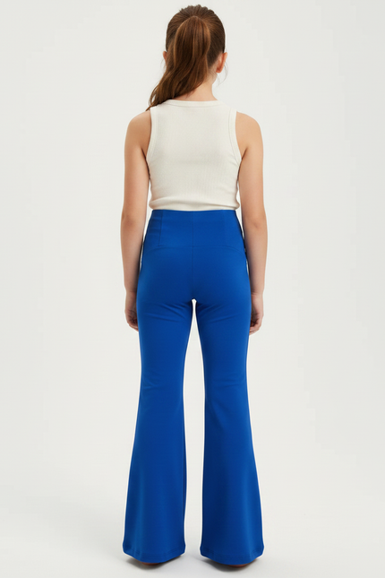Pantalon Patte D'Éléphant Bleu Élastique Taille Haute Fille - Polyester - vue 2