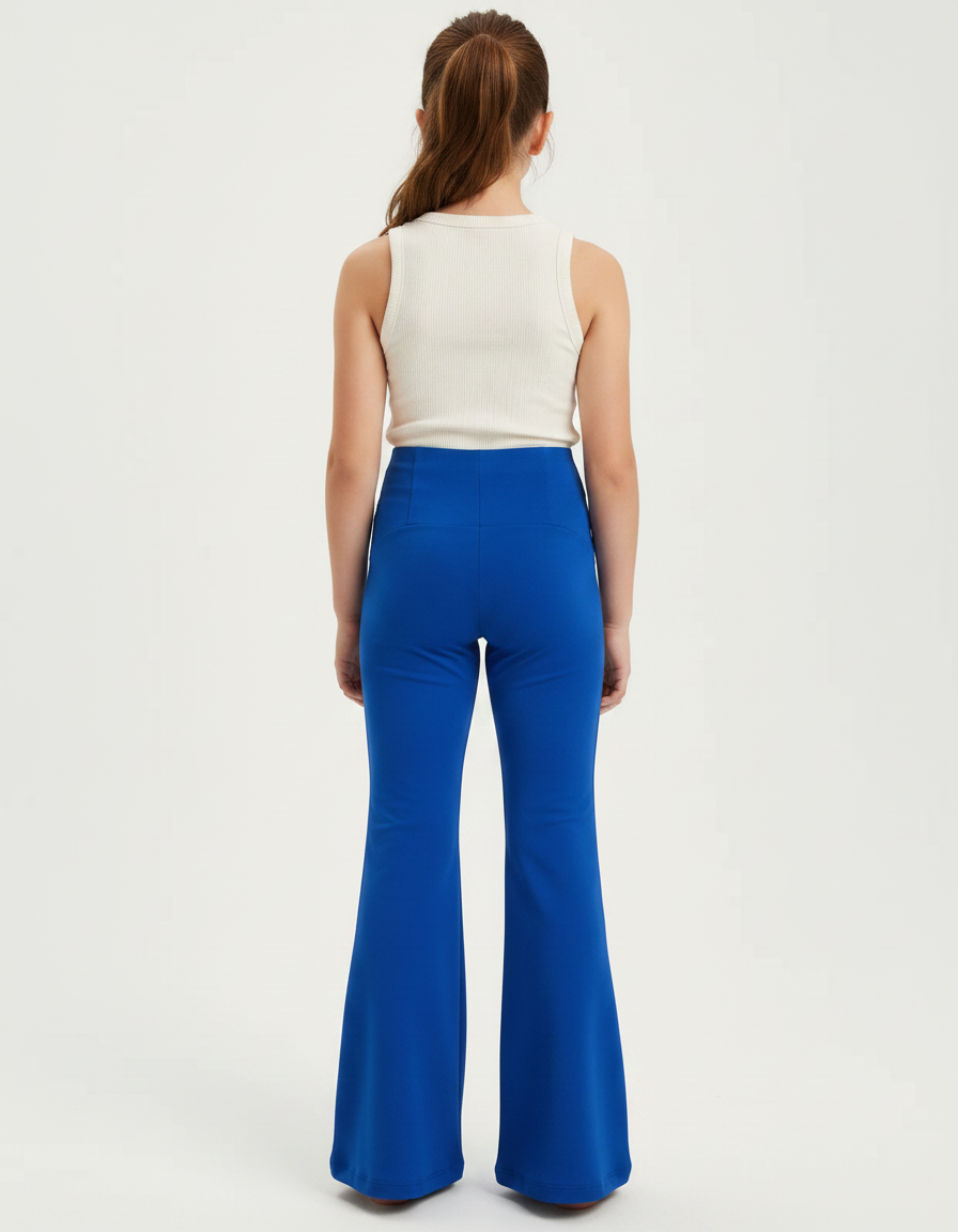 Pantalon Patte D'Éléphant Bleu Élastique Taille Haute Fille - Polyester - vue 2