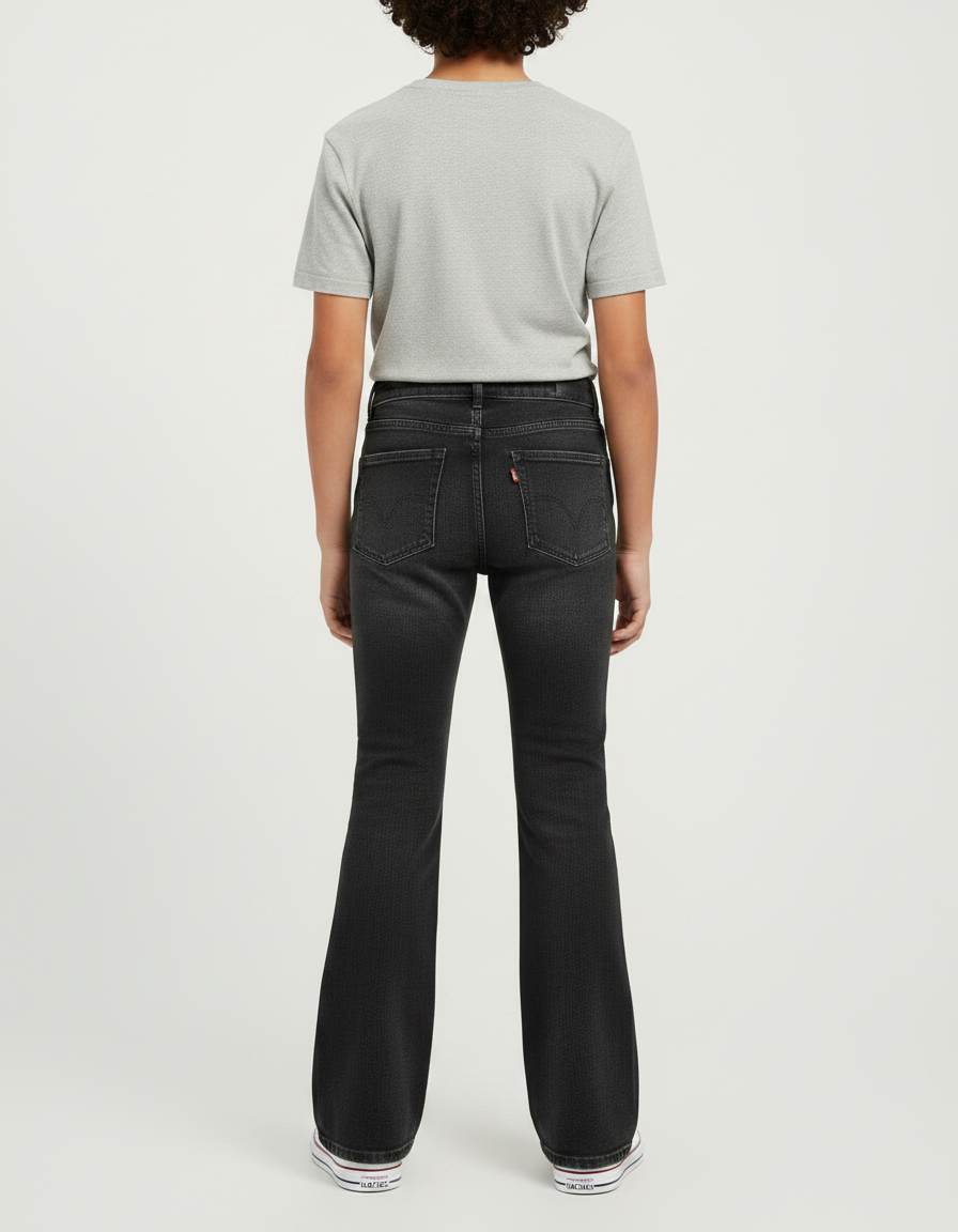 Pantalon Patte D'Éléphant Évasé Noir Denim Enfant - Jean - vue 2