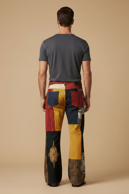 Pantalon Patte D'éléphant Imprimer - Multicolore Jean - vue 2