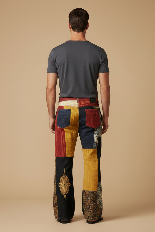 Pantalon Patte D'éléphant Imprimer - Multicolore Jean - vue 2