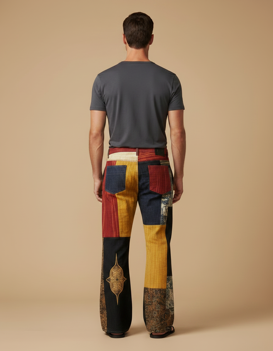 Pantalon Patte D'éléphant Imprimer - Multicolore Jean - vue 2