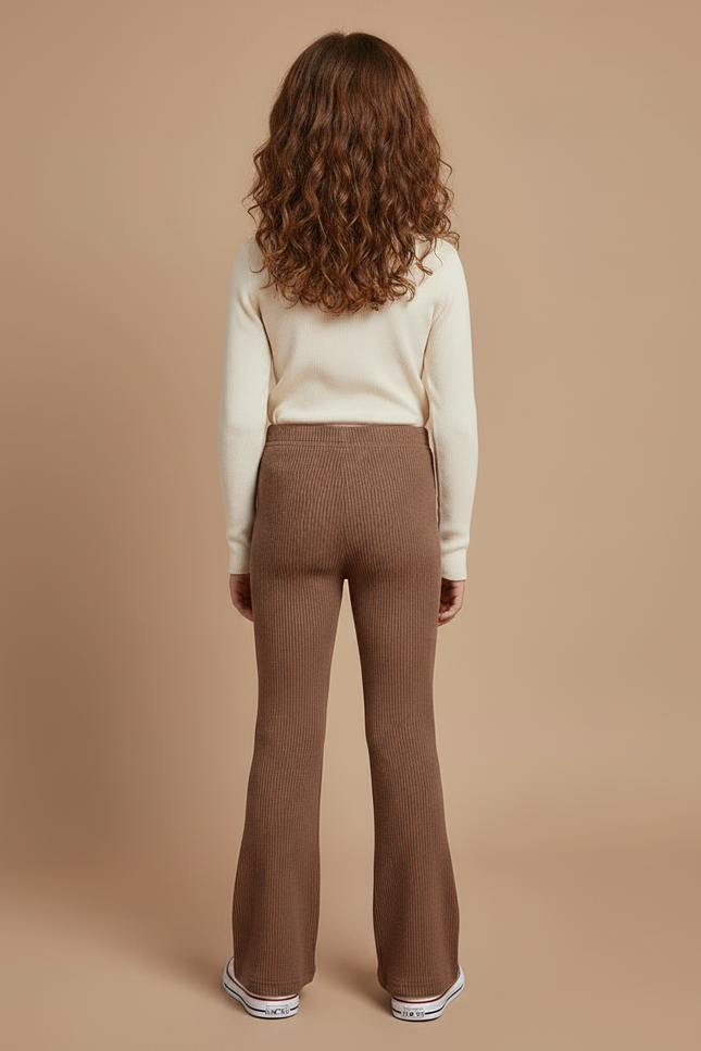 Pantalon Patte D'Éléphant Côtelé Marron Évasé Confortable Doux - Maille - vue 2