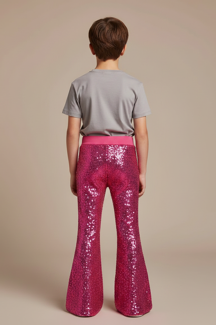 Pantalon Patte D'Éléphant Rose Scintillant Enfant Disco À Sequins - Polyester - vue 2