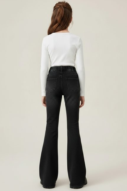 Pantalon Patte D'Éléphant Noir Vintage Papillon Fille - Jean - vue 2