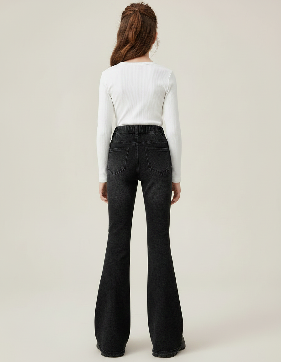 Pantalon Patte D'Éléphant Noir Vintage Papillon Fille - Jean - vue 2