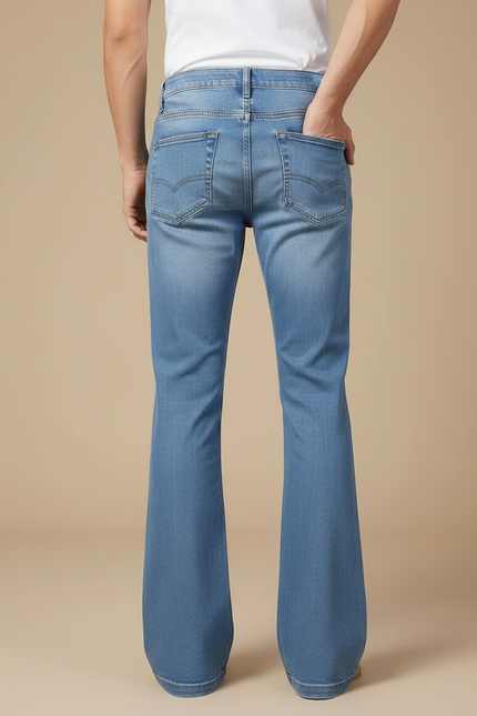 Pantalon Patte D'Éléphant Bleu Clair Denim Homme Évasé Décontracté - Jean - vue 2