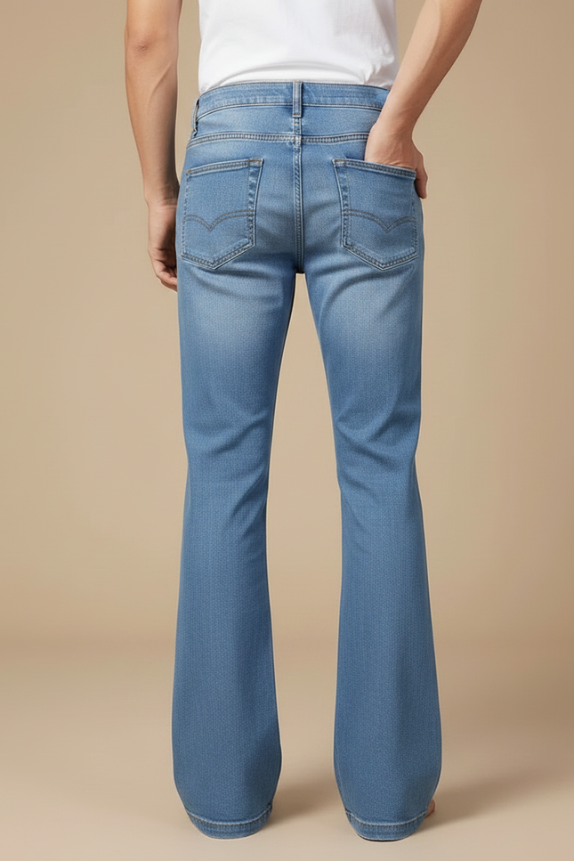 Pantalon Patte D'Éléphant Bleu Clair Denim Homme Évasé Décontracté - Jean - vue 2