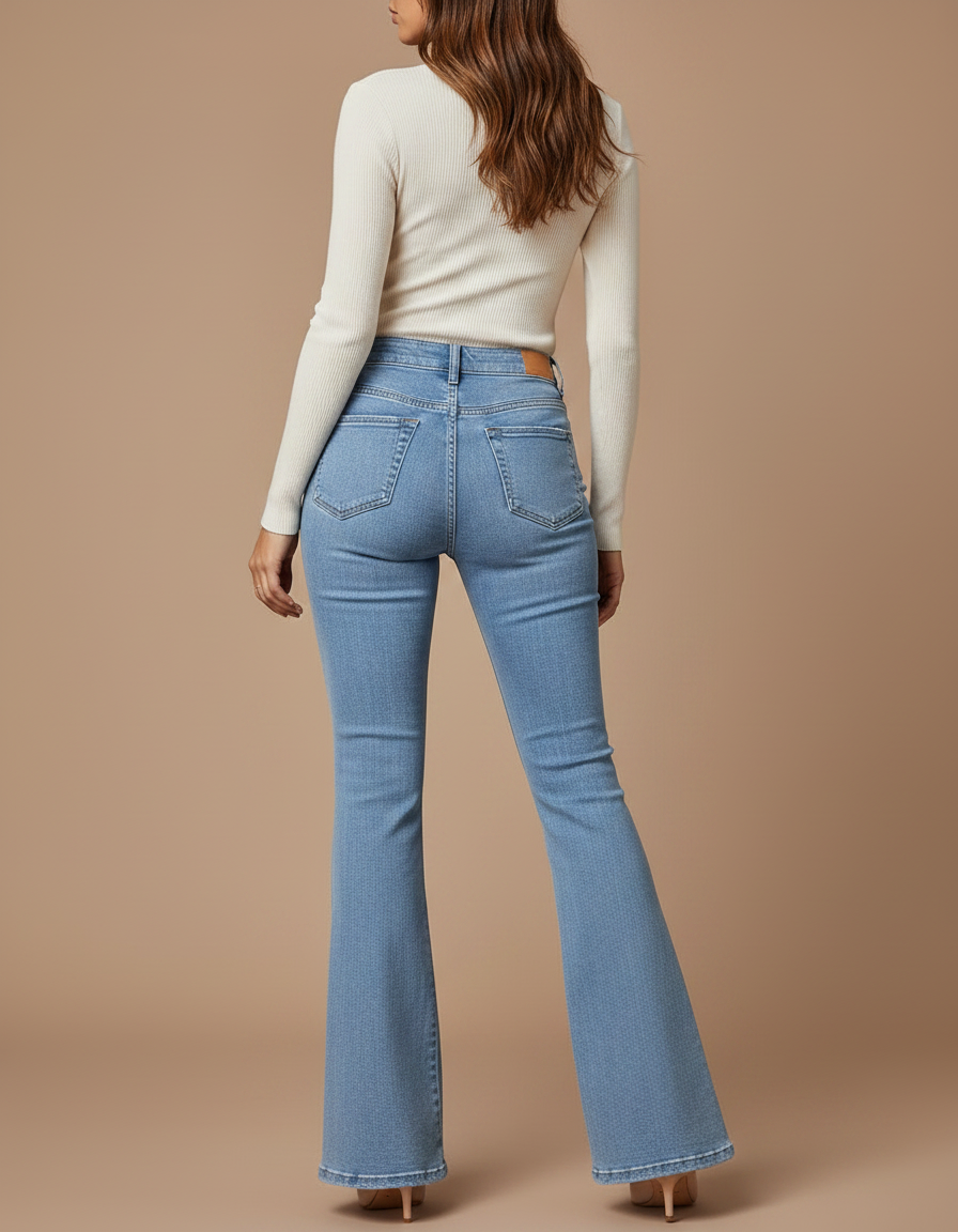 Pantalon Patte D'Éléphant Jean Bleu Frangé Vintage Évasé - vue 2