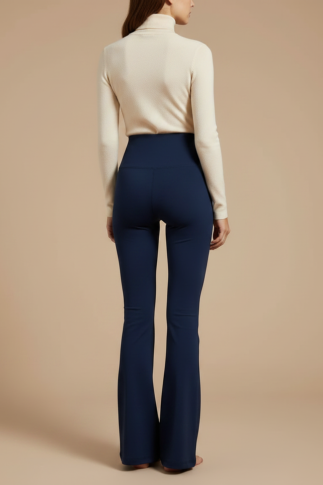 Pantalon Patte D'éléphant Bleu Marine - Maille - vue 2