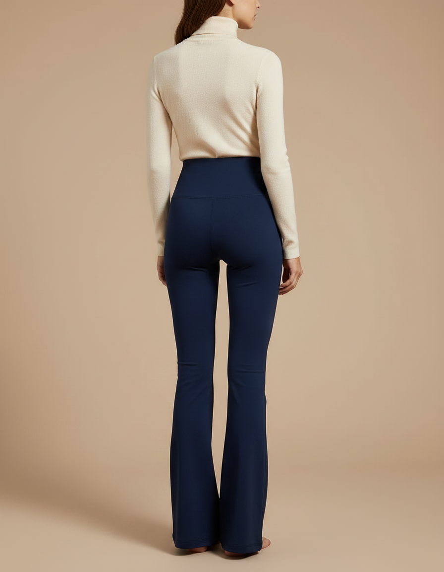 Pantalon Patte D'éléphant Bleu Marine - Maille - vue 2