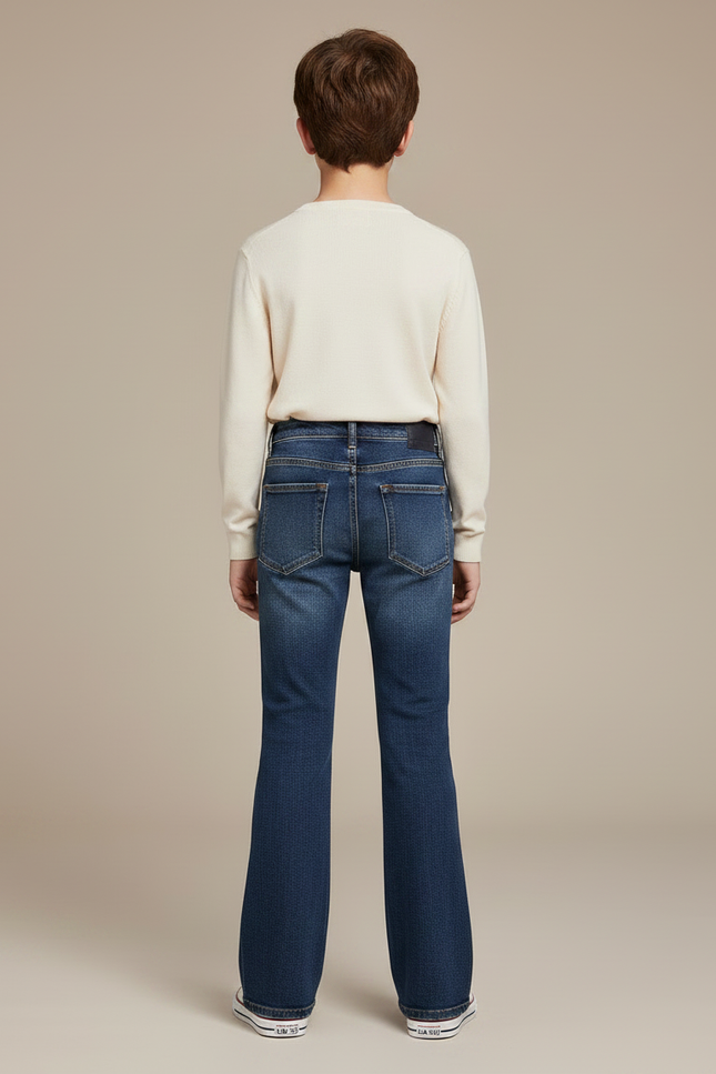 Pantalon Patte D'Éléphant Denim Bleu Enfant Coupe Évasée - Jean - vue 2