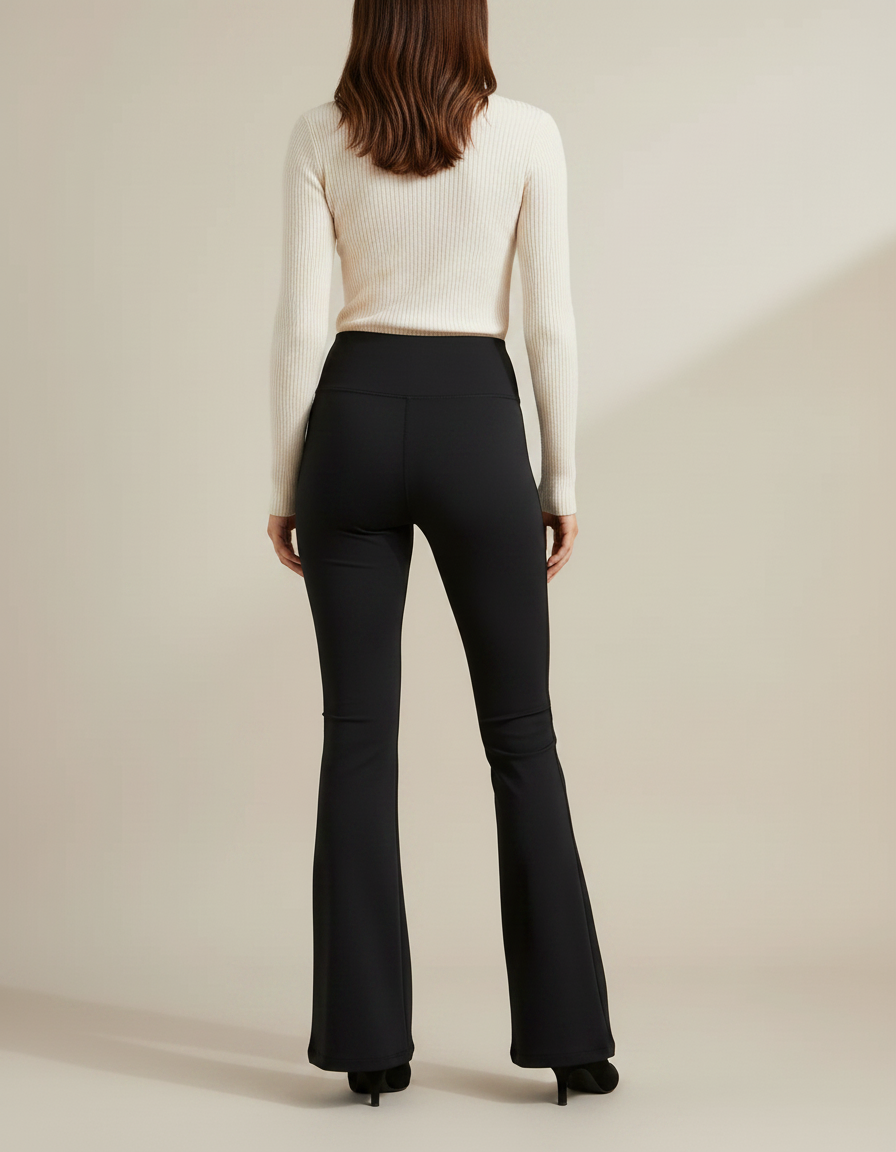 Pantalon Patte D'Éléphant Noir Taille Haute Confortable Femme - Polyester - vue 2