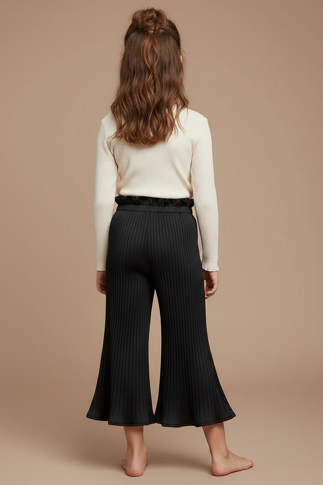 Pantalon Patte D'Éléphant Noir Plissé Évasé Fluide Enfant - Polyester - vue 2