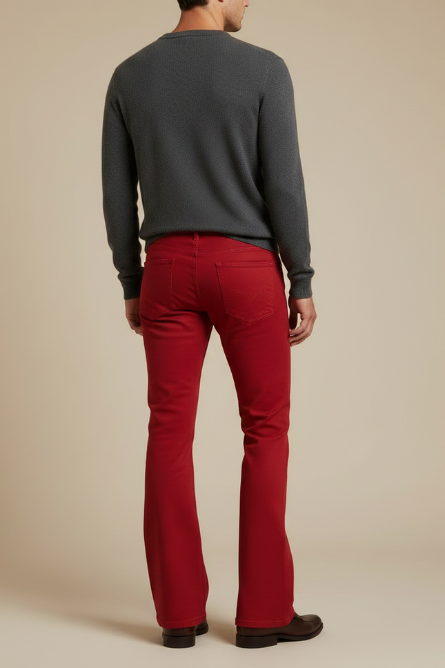 Pantalon Patte D'Éléphant Rouge Homme Évasé Décontracté Élégant - Coton - vue 2