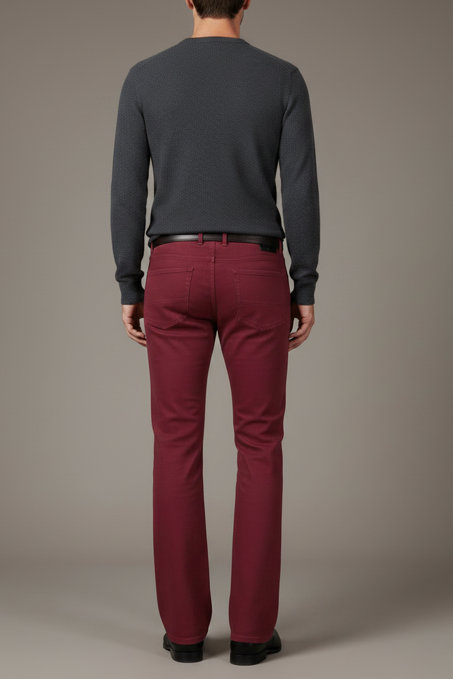 Pantalon Patte D'Éléphant Rouge Vin Évasé Décontracté Homme - Bordeaux Jean - vue 2