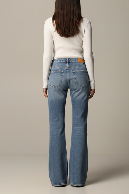 Pantalon Patte D'Éléphant Jean Bleu Étoiles Évasé Femme - vue 2