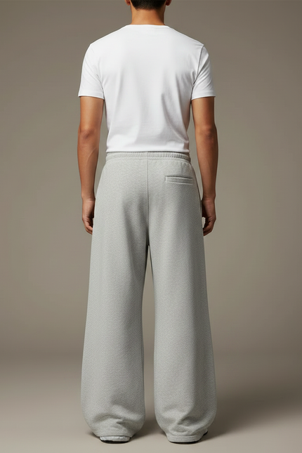 Pantalon Patte D'Éléphant Gris Ample Molleton Décontracté Unisexe - vue 2