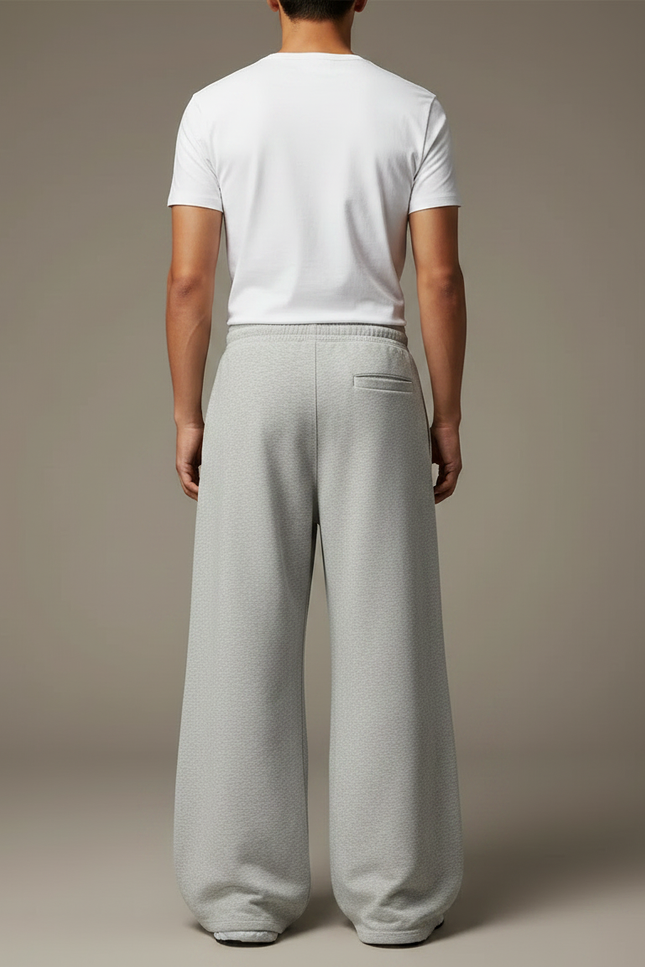 Pantalon Patte D'Éléphant Gris Ample Molleton Décontracté Unisexe - vue 2