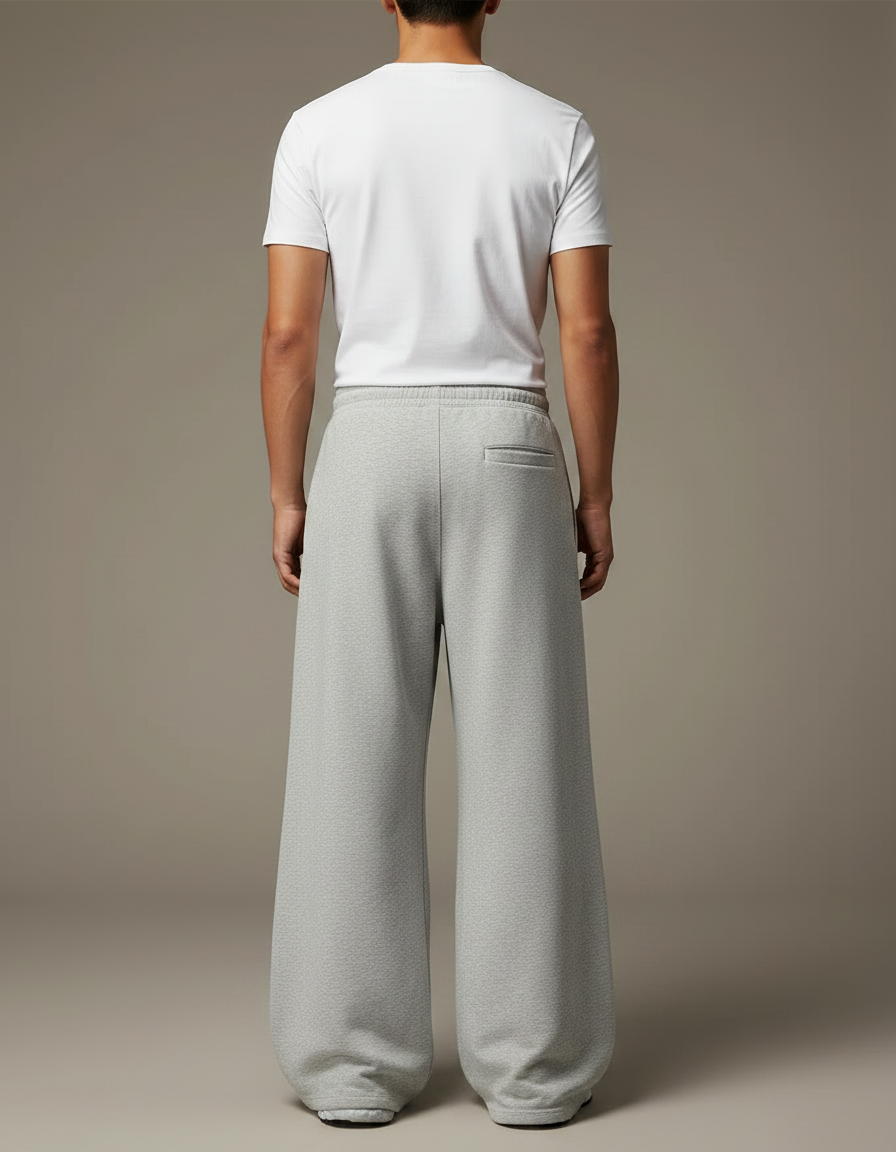 Pantalon Patte D'Éléphant Gris Ample Molleton Décontracté Unisexe - vue 2