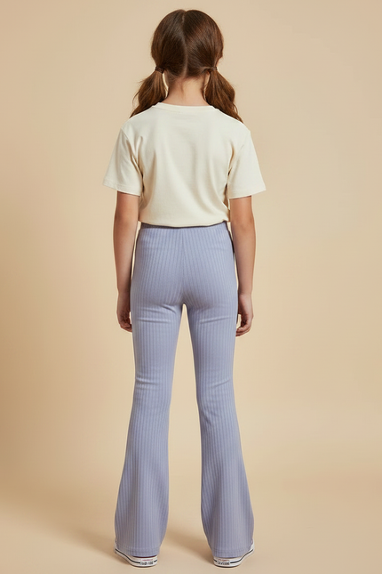 Pantalon Patte D'Éléphant Côtelé Mauve Évasé Confortable Enfant - Violet Maille - vue 2