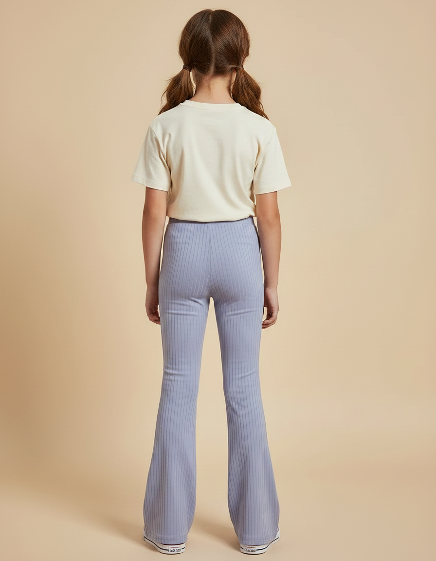 Pantalon Patte D'Éléphant Côtelé Mauve Évasé Confortable Enfant - Violet Maille - vue 2