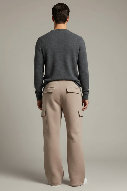 Pantalon Patte D'Éléphant Beige Cargo Ample Décontracté Homme - Molleton - vue 2