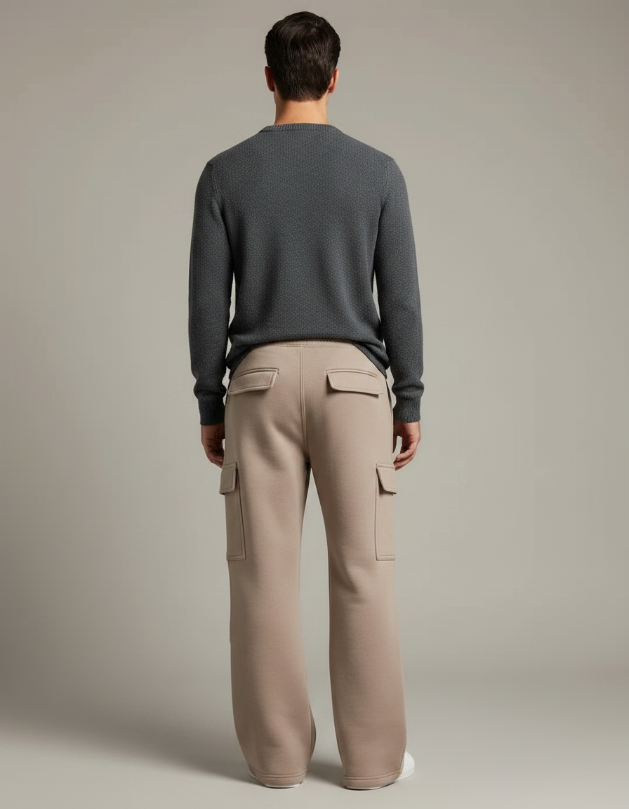 Pantalon Patte D'Éléphant Beige Cargo Ample Décontracté Homme - Molleton - vue 2