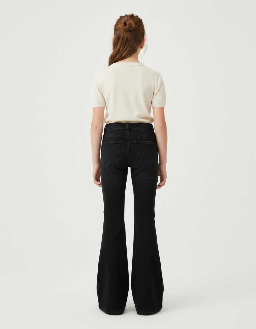 Pantalon Patte D'Éléphant Noir Évasé Simple Enfant - Jean - vue 2