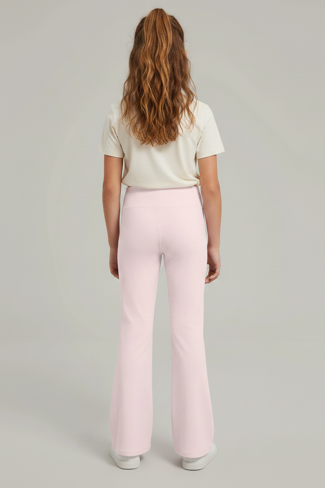 Pantalon Patte D'Éléphant Rose Clair Confortable Extensible Fille - Polyester - vue 2