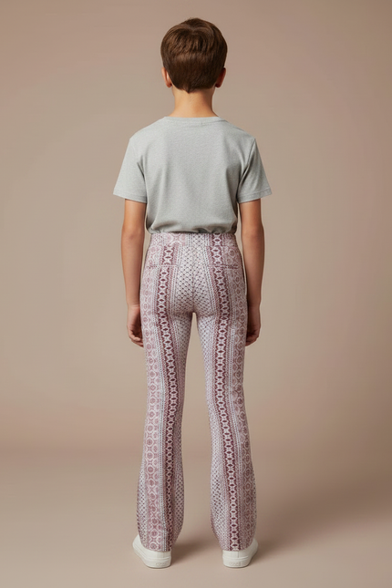 Pantalon Patte D'Éléphant Imprimé Géométrique Élastique Décontracté Enfant - Maille - vue 2