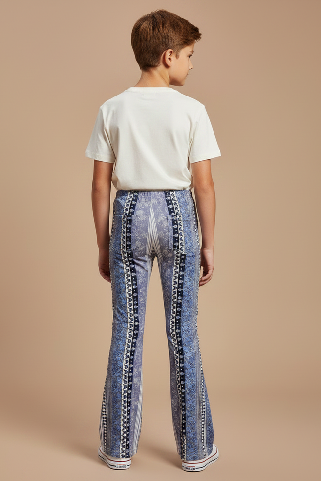 Pantalon Patte D'Éléphant Imprimé Bleu Élastique Ajusté Enfant - Polyester - vue 2