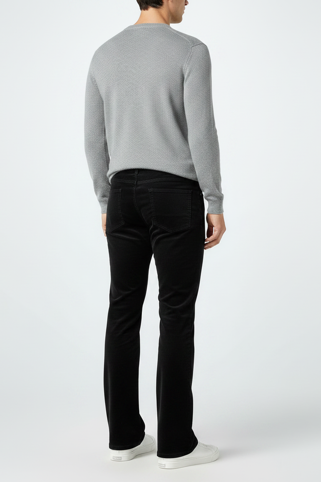 Pantalon Patte D'Éléphant Noir Côtelé Décontracté Homme Évasé - Cordé - vue 2