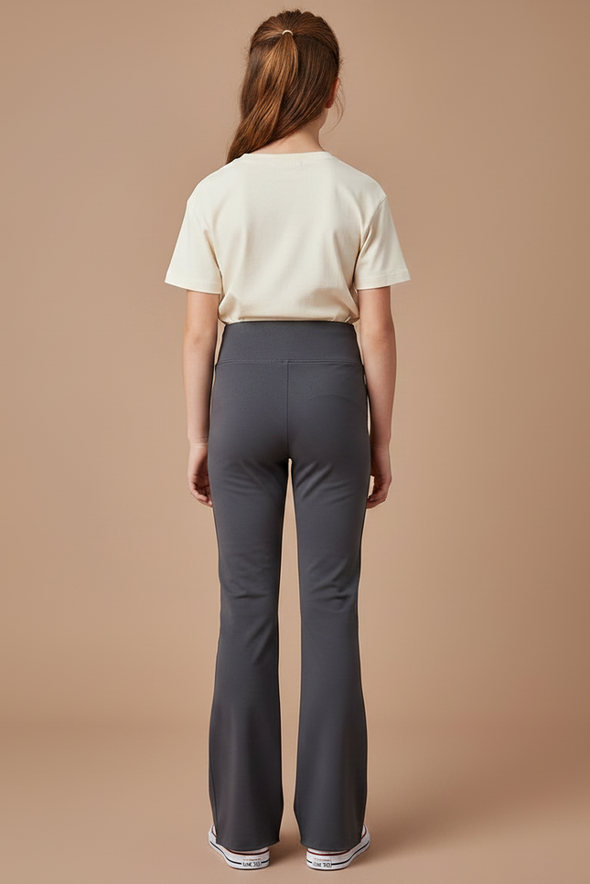 Pantalon Patte D'Éléphant Gris Anthracite Évasé Confortable Fille - Polyester - vue 2