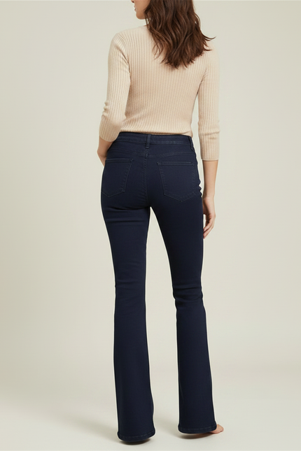 Pantalon Patte D'Éléphant Bleu Marine Taille Haute Stretch - Jean - vue 2