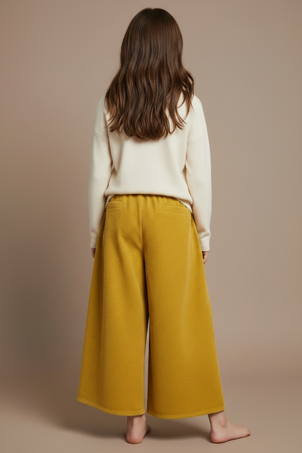 Pantalon Patte D'Éléphant Jaune Moutarde Côtelé Ample Confortable Enfant - Cordé - vue 2